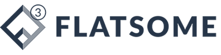 Flatsome logo: a navy and grey diamond icon with a small 3 beside the navy word 'FLATSOME'.
