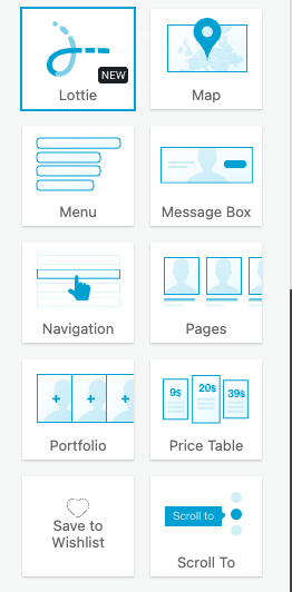 save to wishlist flatsome element picker cropped - SaveTo Wishlist Flatsome UX Builder element picker showing the Save to Wishlist element with its heart icon