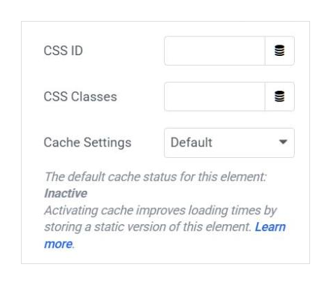 Elementor Advanced tab Cache Settings dropdown set to Default for the Premium Addons Woo Products widget - SaveTo Wishlist Advanced tab Cache Settings dropdown set to Default for the Woo Products widget