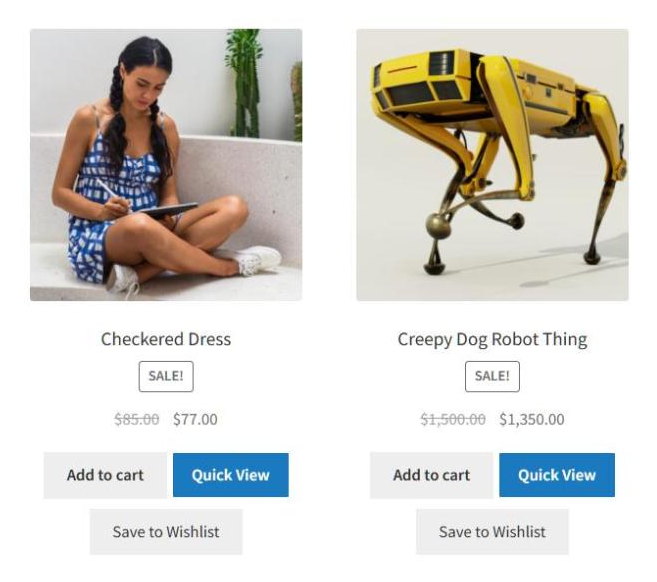 Shop page where the Save to Wishlist button matches the size and color of the theme's Add to cart button - SaveTo Wishlist Shop page where the Save to Wishlist button matches the size and color of the theme's Add to cart button