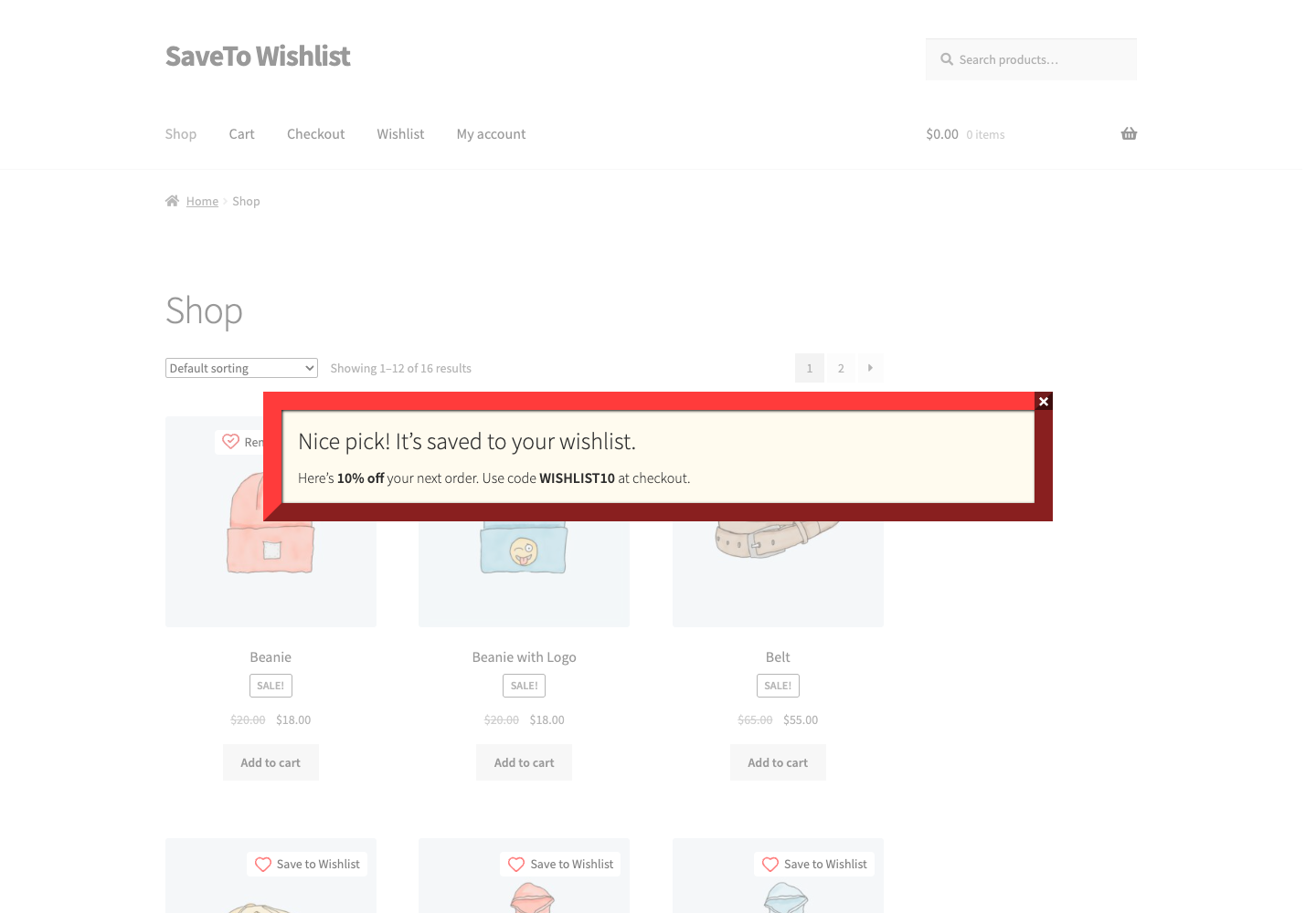 saveto-wishlist-popup-maker-wishlist-popup - SaveTo Wishlist A Popup Maker popup opening on the storefront right after a customer clicks Save to Wishlist