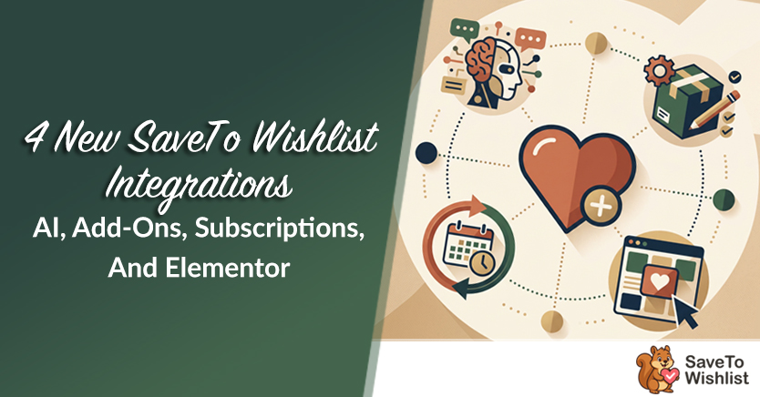 4 Nuove integrazioni di SaveTo Wishlist: AI, Add-On, Abbonamenti e Elementor