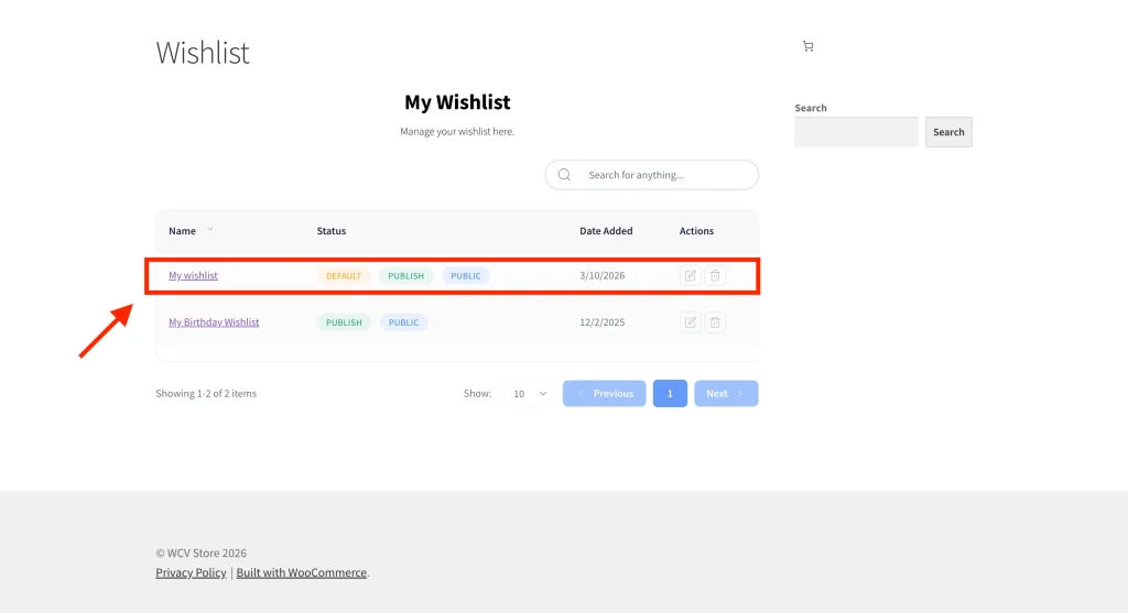 stw - import - imported wishlist - SaveTo Wishlist