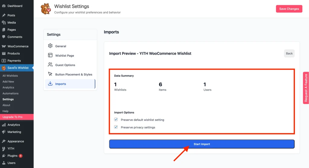 stw - import - preview - SaveTo Wishlist
