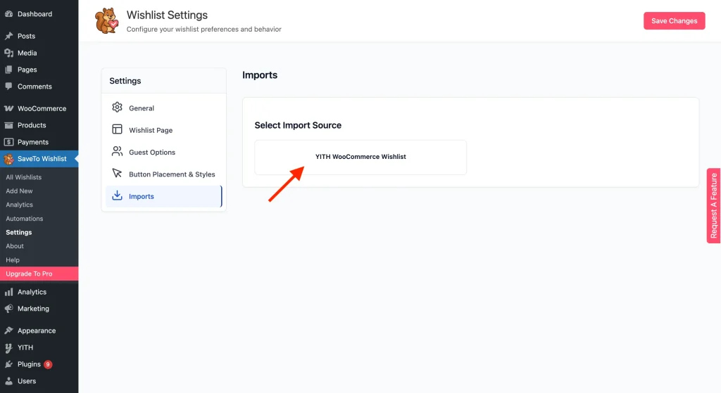 stw - import - yith - SaveTo Wishlist
