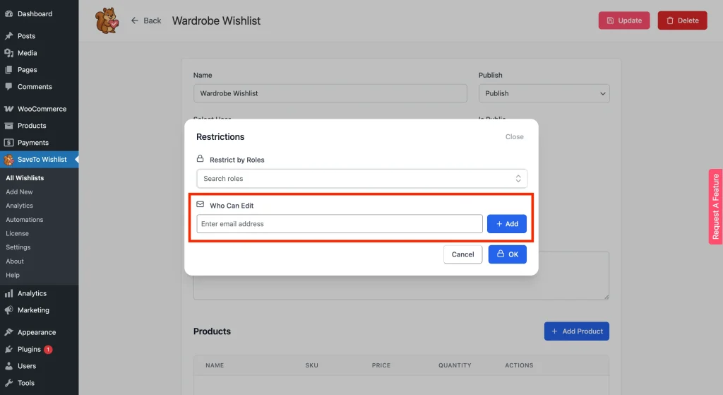 Edit Who Can Edit Shared Wishlist for Admins