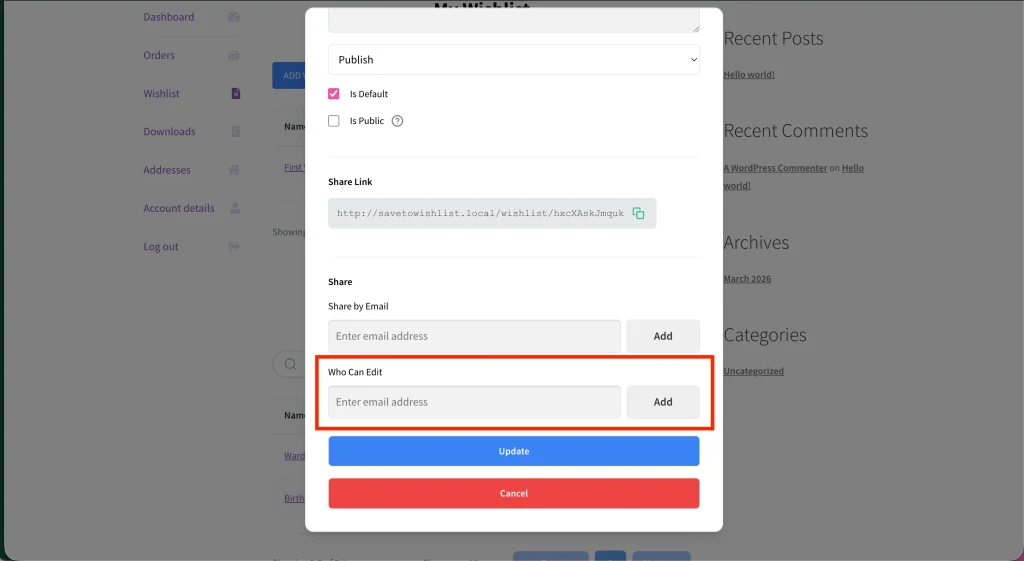 Edit Who Can Edit Shared Wishlist for Customers