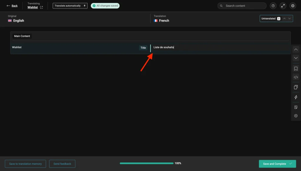 Translating the Wishlist Page