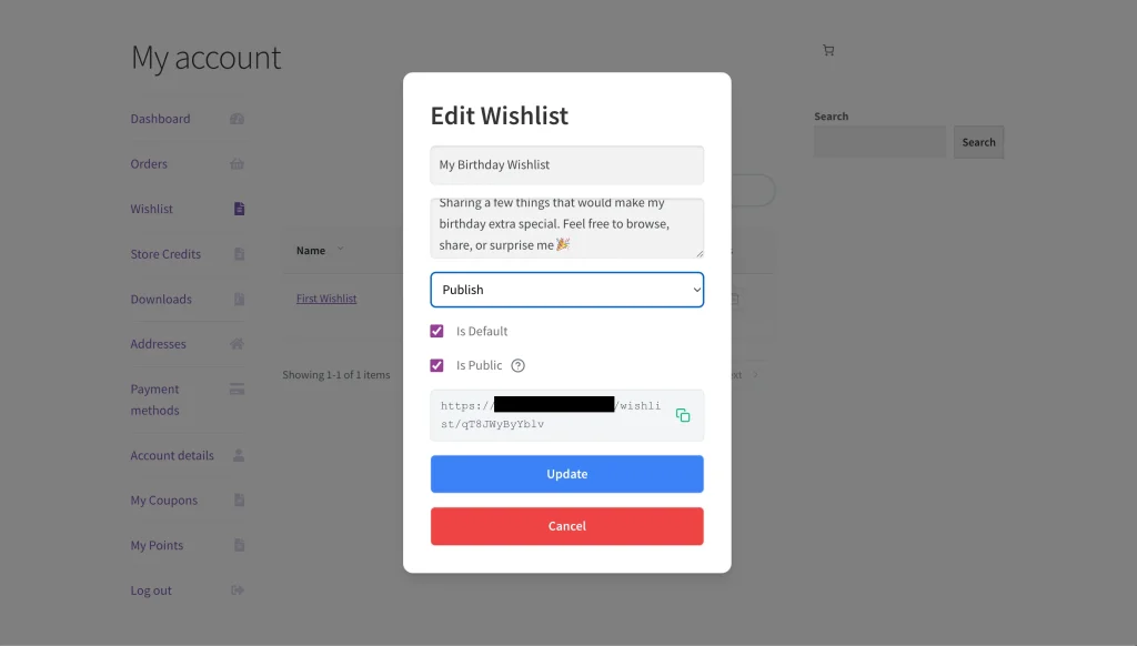 stwp - gs - wishlist page frontend - SaveTo Wishlist